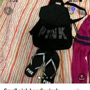 Pink small flip flops great condition and pink satchel great condition